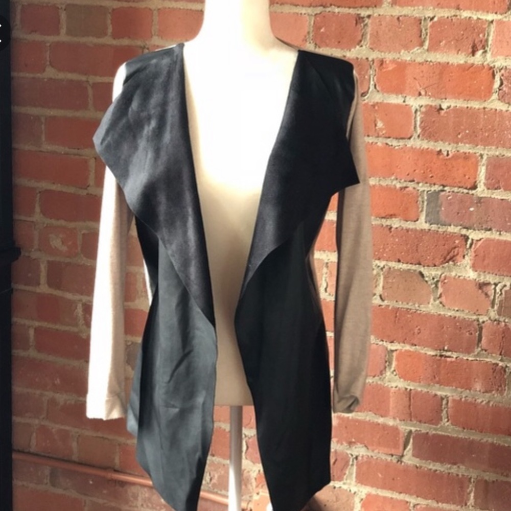 zara knit leather and suede cardigan